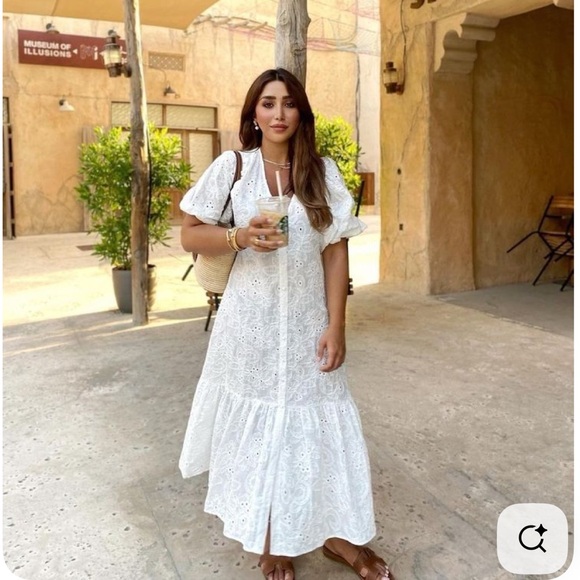 Zara Dresses & Skirts - Zara White Eyelet Midi Dress